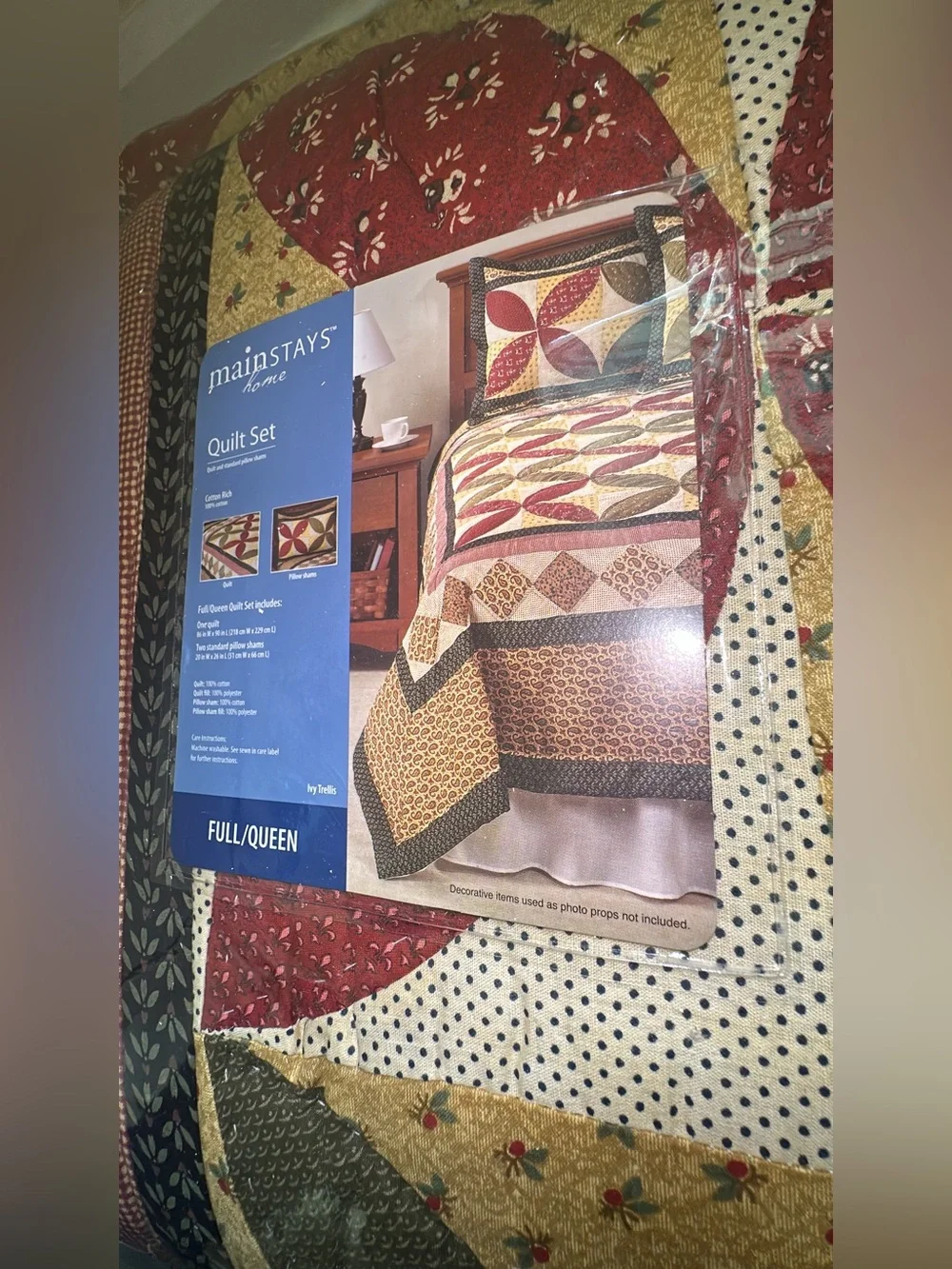 NEW IN PACKAGE Quilt Set Full / Queen Ivy Trellis Cotton Rich Quilt & 2 Shams